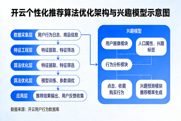 开云个性化推荐算法优化架构与兴趣模型示意图