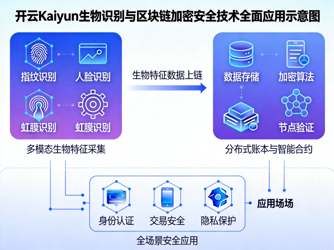 开云Kaiyun生物识别与区块链加密安全技术全面应用示意图