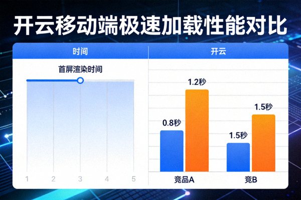 开云移动端极速加载性能对比图表，展示0.8秒首屏渲染