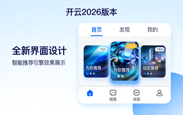 开云2026版本全新界面设计与智能推荐引擎效果展示图