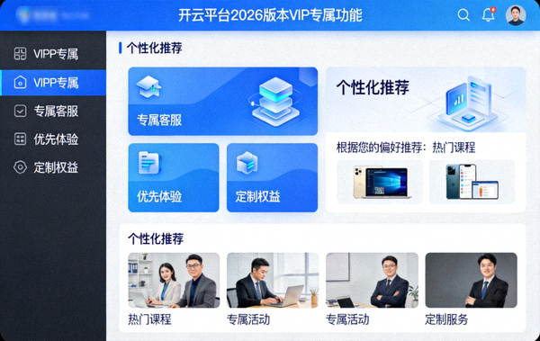开云平台2026版本VIP专属功能与个性化推荐界面展示